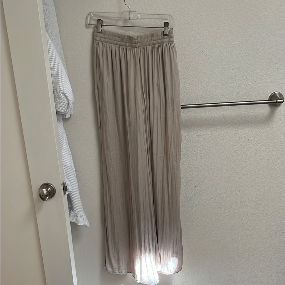 Elegant Beige Flowy Pants
